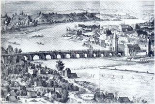 Karlův most (kolem roku 1606) nakreslil Filip Van Den Bosche