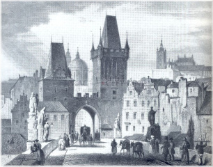 Karlův most a Malostranské mostecké věže (kolem roku 1835)