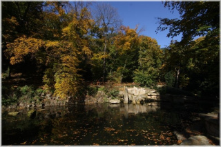 Petřín - zahrada Kinských jezírko s Lachtanem