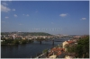 Vyšehrad - pohled na Vltavu a v pozadí Pražský hrad