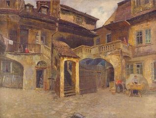 Jan Minařík - Nádvoří domu na rohu ulice Cikánské a Masařské