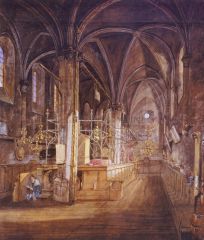 Vnitřek Staronové synagogy(1843) - Josef Mánes