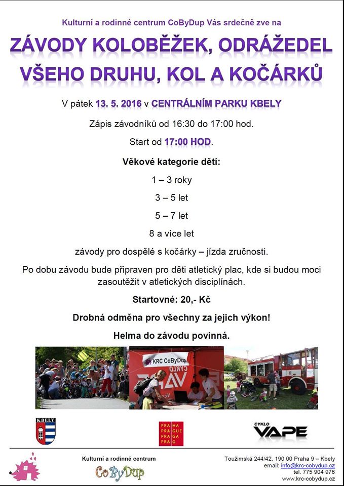 Závody koloběžek, odrážedel, kol a kočárků
