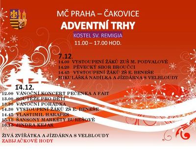 Adventní trhy s Mikulášem - Praha Čakovice