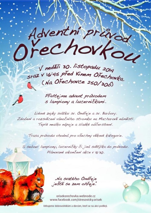 Adventní průvod Ořechovkou