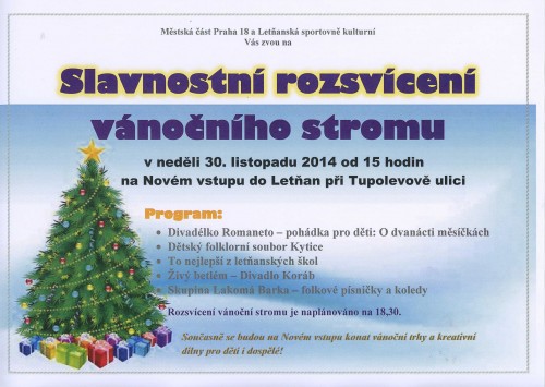 Slavnostní rozsvícení vánočního stromu v Letňanech