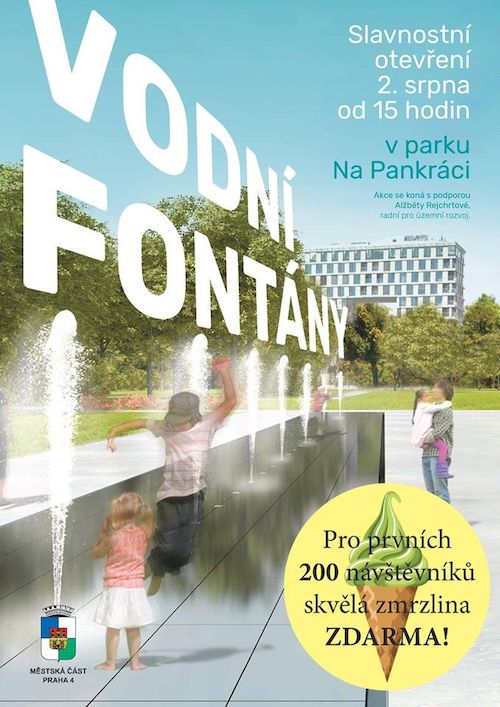 Vodní fontány v parku Na Pakráci