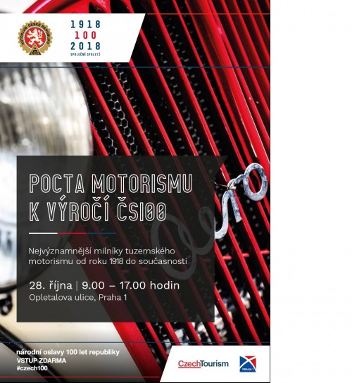 Pocta motorismu k výročí 100 let republiky v Praze